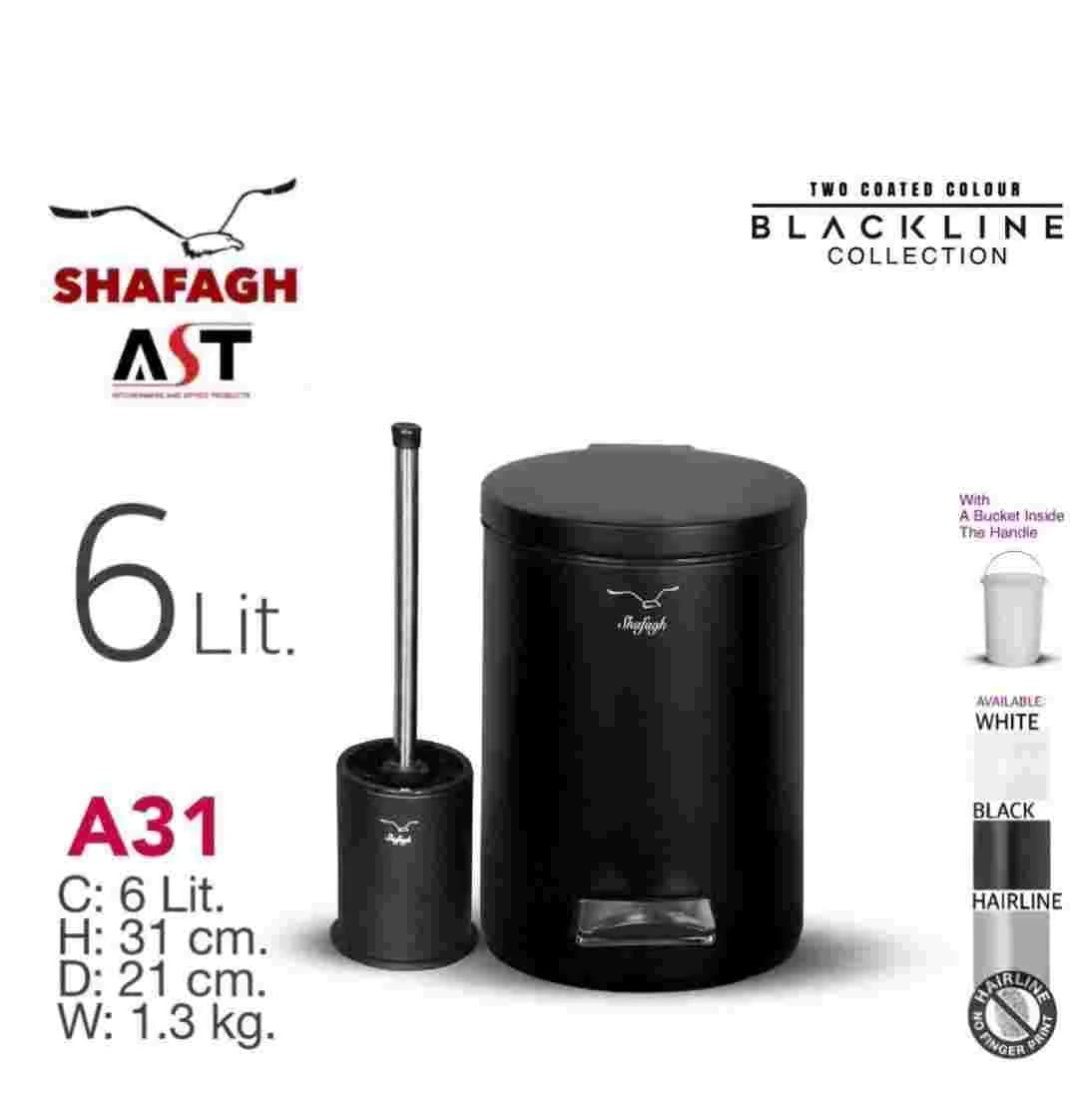 سطل و برس 6 لیتر برند SHAFAGH کد A31 رنگ مشکی