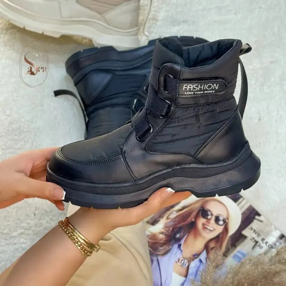 بوت کاپشنی چسبی (مشکی) کد 4799 — تصویر ۵