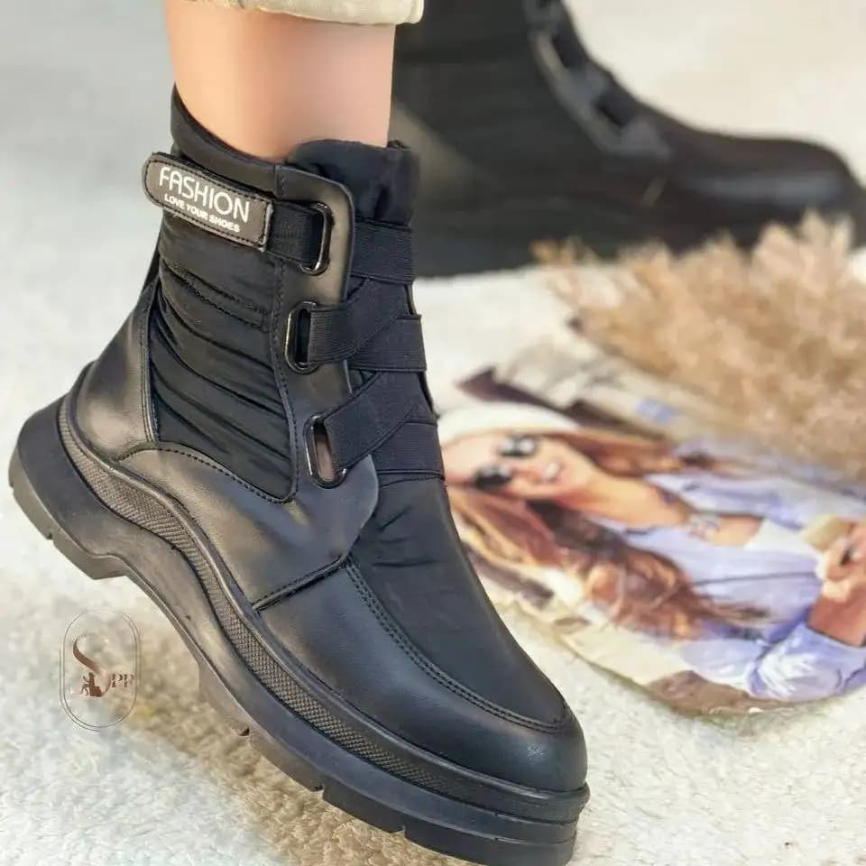 بوت کاپشنی چسبی (مشکی) کد 4799 — تصویر ۳