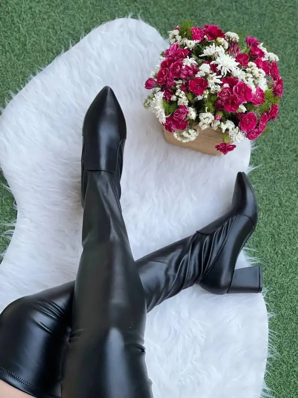 بوت جورابي چرم پاشنه 5 سانت کد 4767 — تصویر ۴