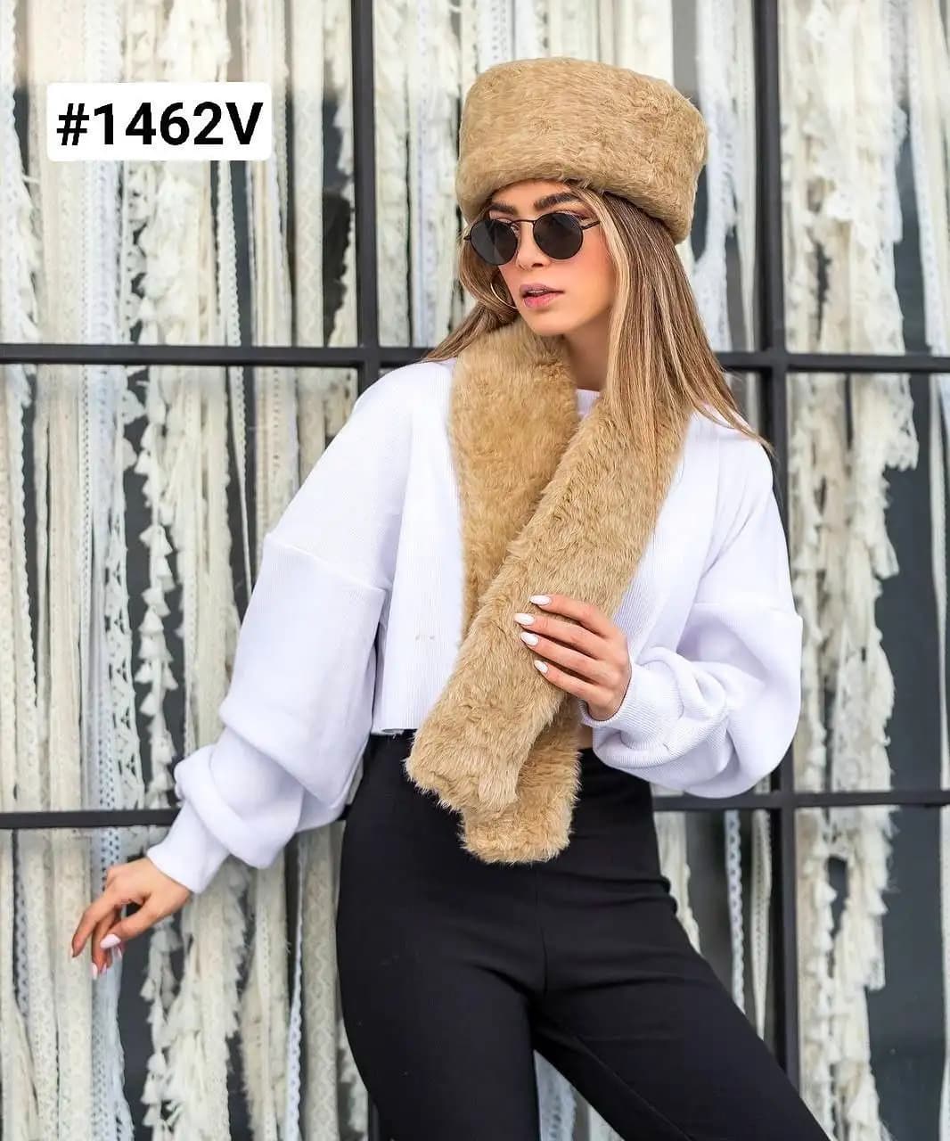 ست شال و کلاه روسی (شتری) کد 4759