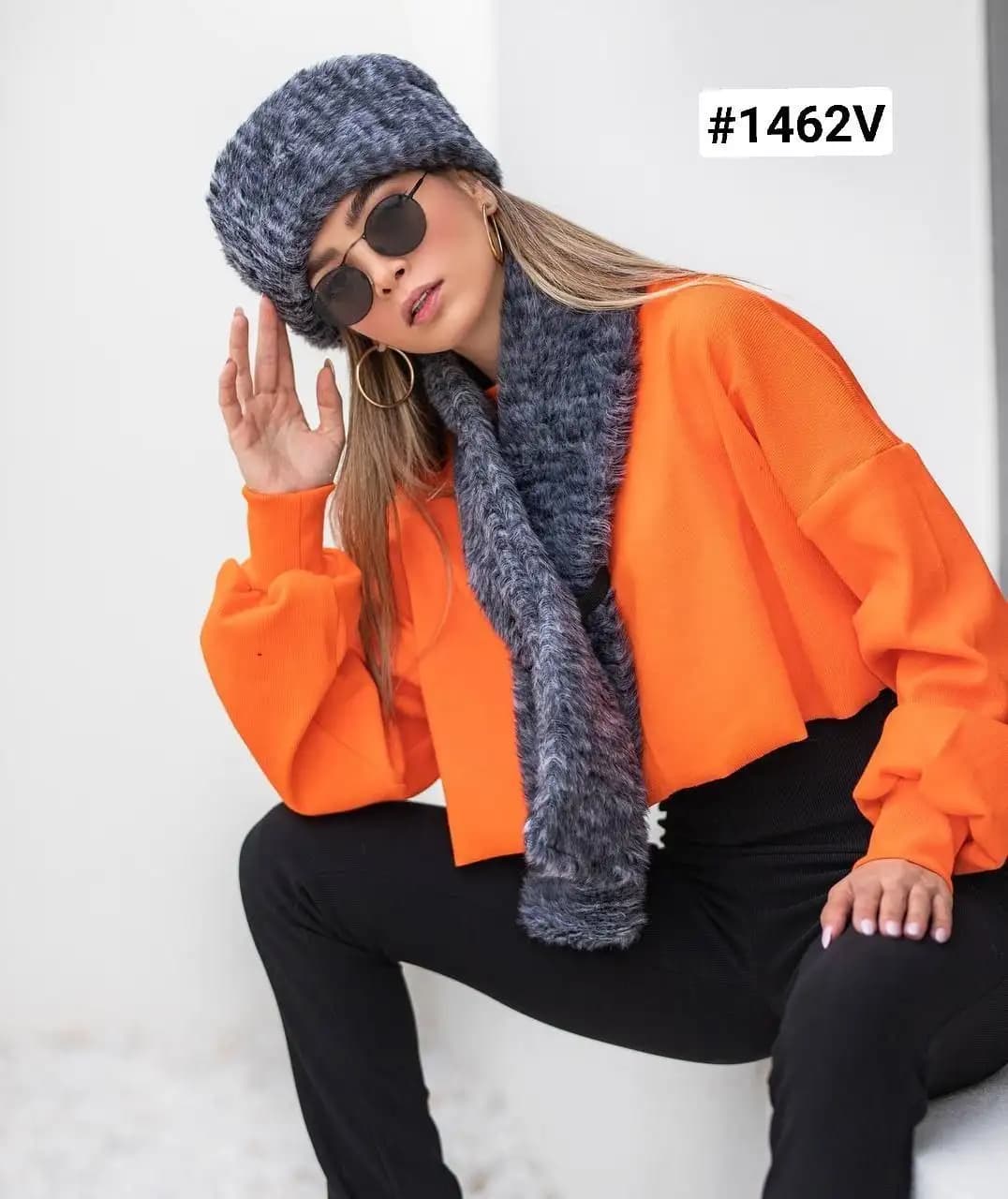 ست شال و کلاه روسی (طوسی) کد 4759