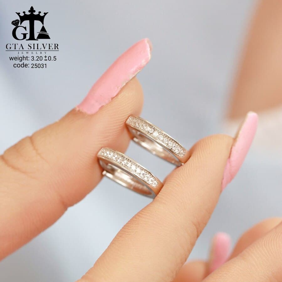 گوشواره نقره میخی میکرو کد 25031 — تصویر ۴