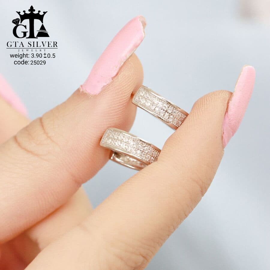 گوشواره نقره میخی میکرو کد 25029 — تصویر ۳