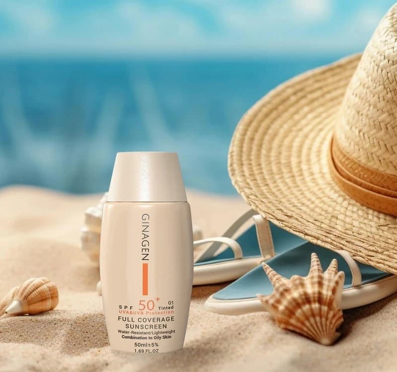 کرم ضد آفتاب رنگی ژیناژن مدل SPF50 مناسب پوستهای چرب و مختلط حجم 50 میلیلیتر — تصویر ۳