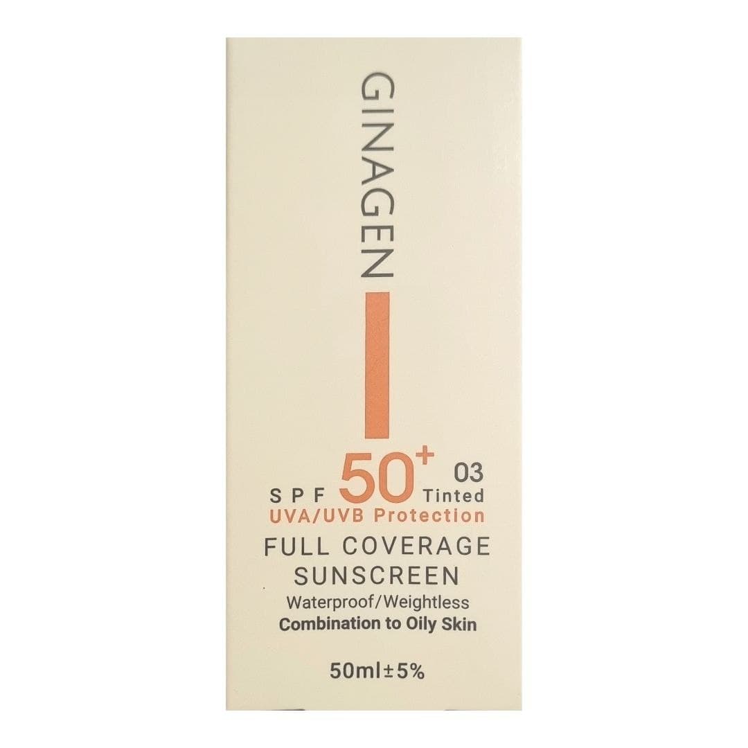 کرم ضد آفتاب رنگی ژیناژن SPF 50 مدل 03 مناسب پوستهای چرب حجم 50 میلیلیتر — تصویر ۷