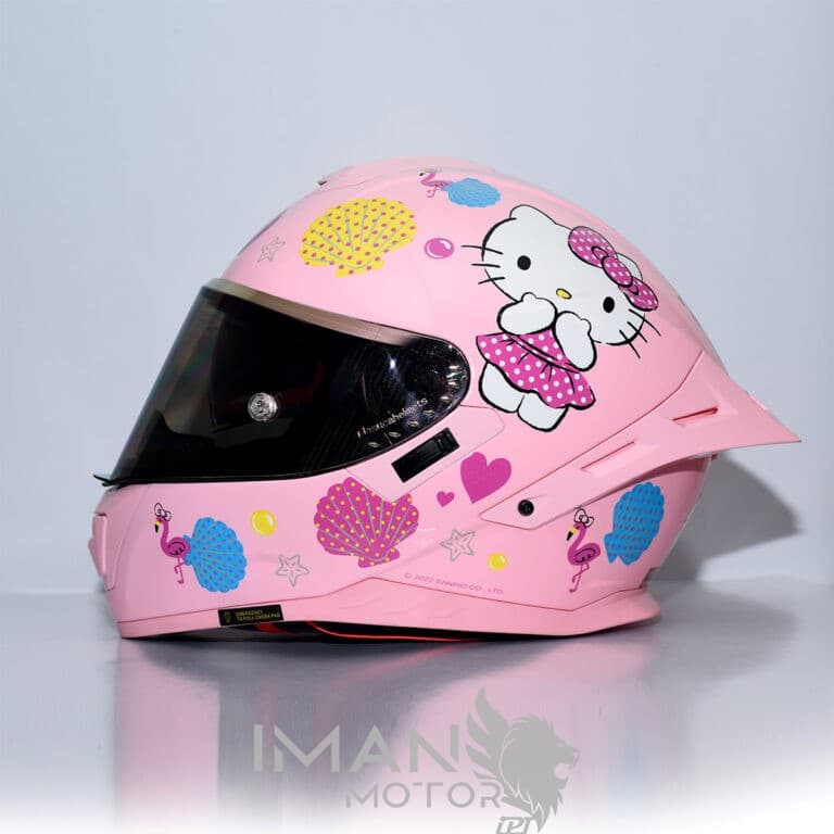 کلاه کاسکت طرح hello kitty صورتی