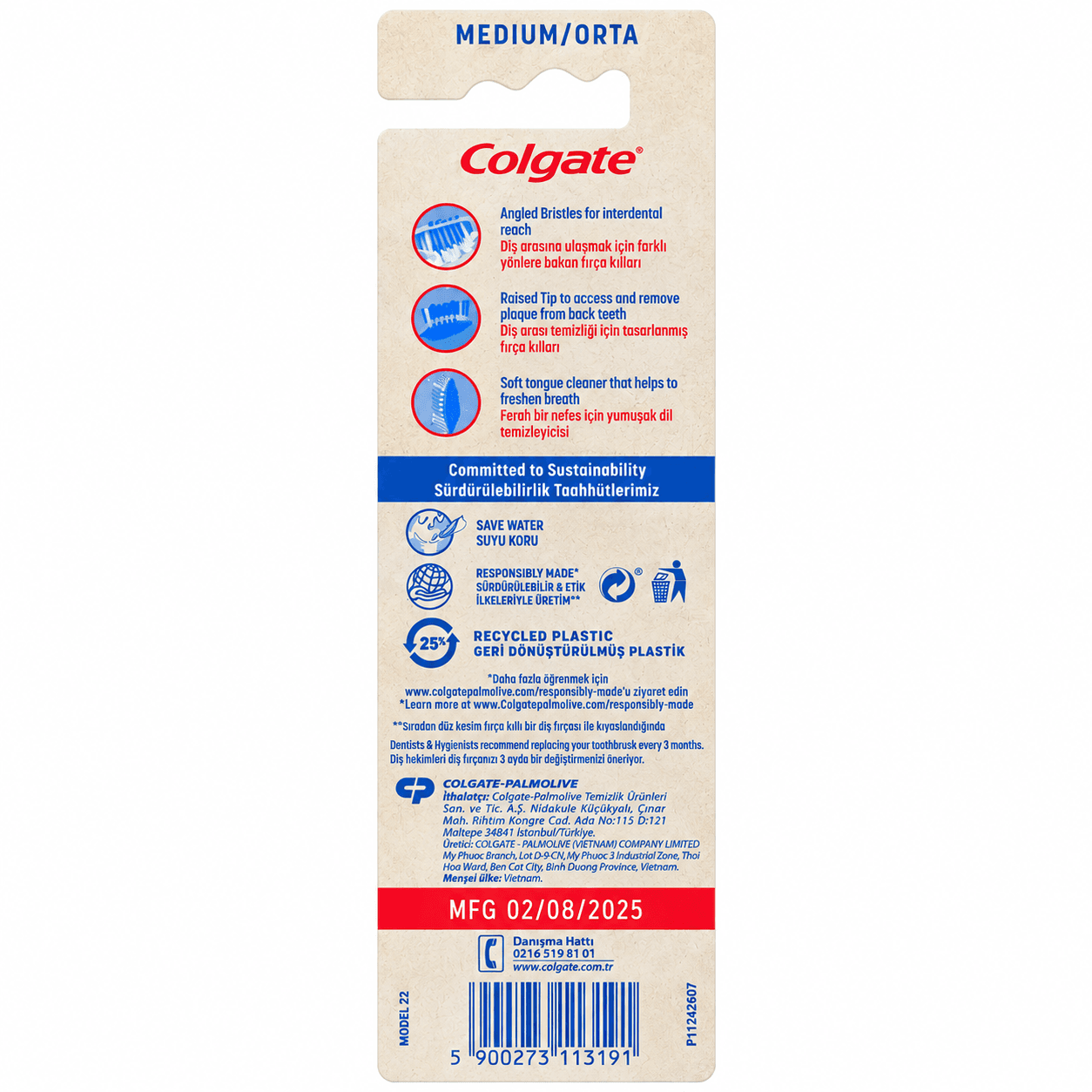 مسواک دوقلو کلگیت Colgate Zig Zag مدل Medium بسته 1+1 — تصویر ۲