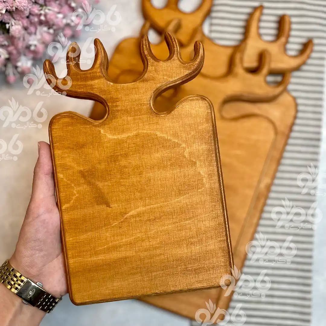 تخته سرو چوبی گوزن مستطیل 6شاخ — تصویر ۲