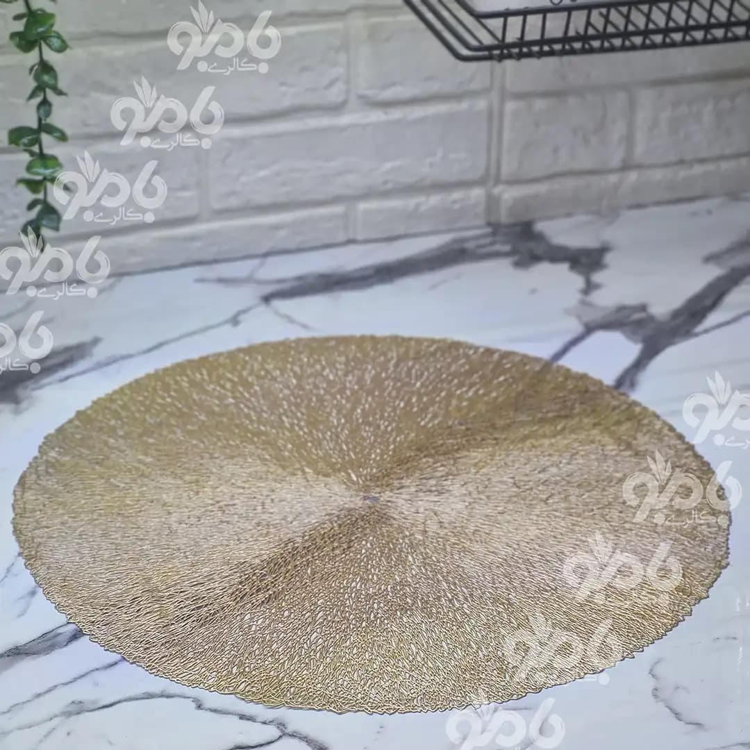 زیر بشقابی و رومیزی گرد چرم مصنوعی — تصویر ۲
