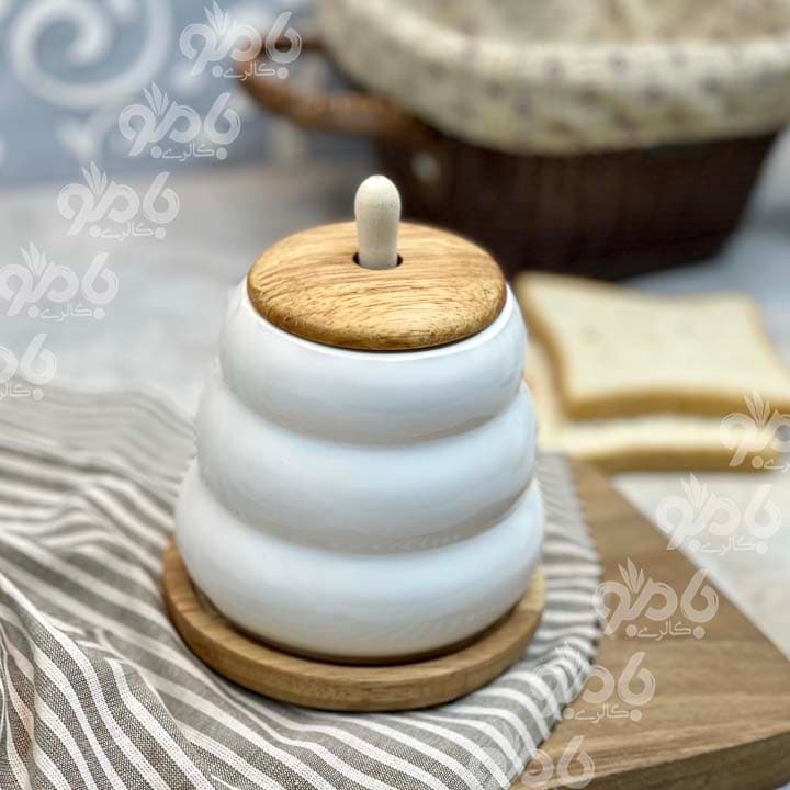 عسل خوری چوب سرامیک قاشق دار — تصویر ۲