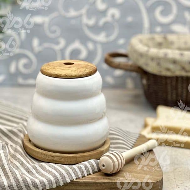 عسل خوری چوب سرامیک قاشق دار — تصویر ۳