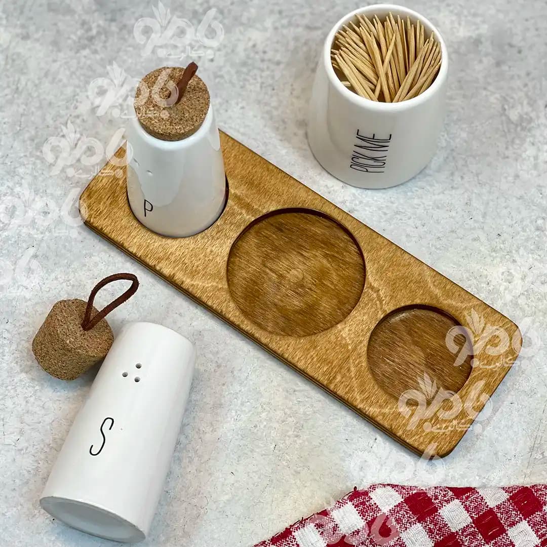 ست نمک پاش چوب سرامیکی نورا — تصویر ۳