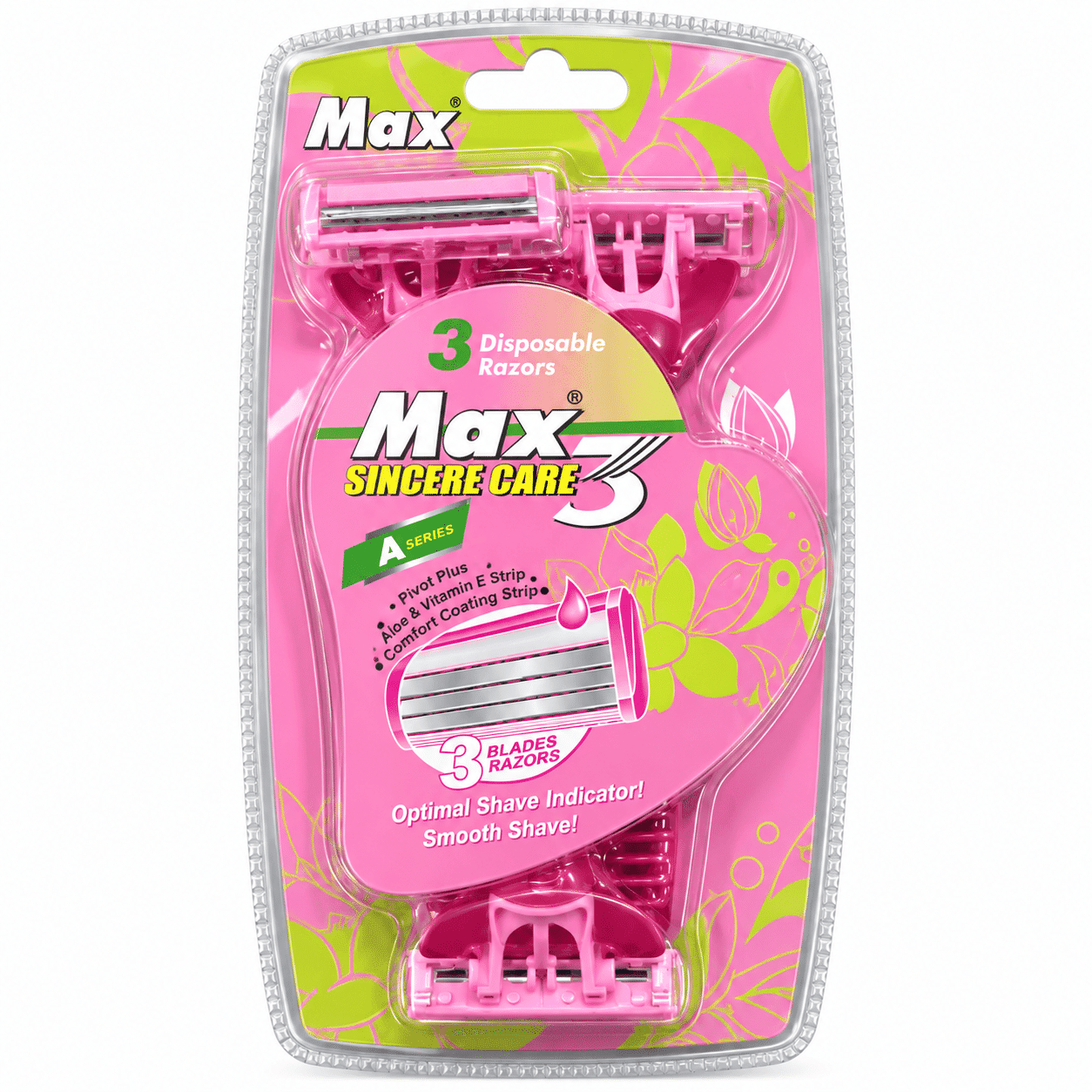 ژیلت زنانه 3 تیغه مکس Max Sincere Care 3 بسته 3 عددی