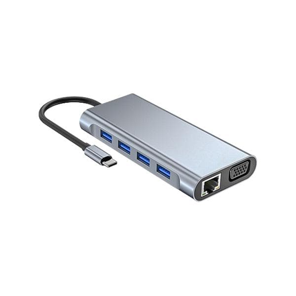 هاب تایپ سی به USB-C /LAN/VGA/HDMI /TF/SD /Audio/4USB3.0 — تصویر ۳