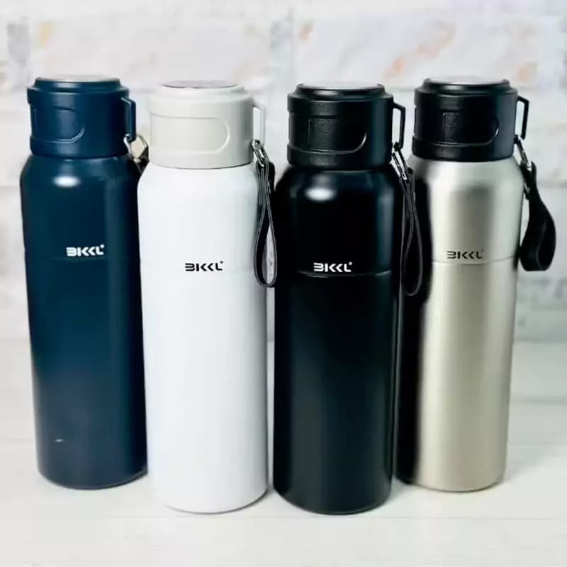 فلاسک مسافرتی استیل BKKL بند چرمی حجم 500 میلی لیتر