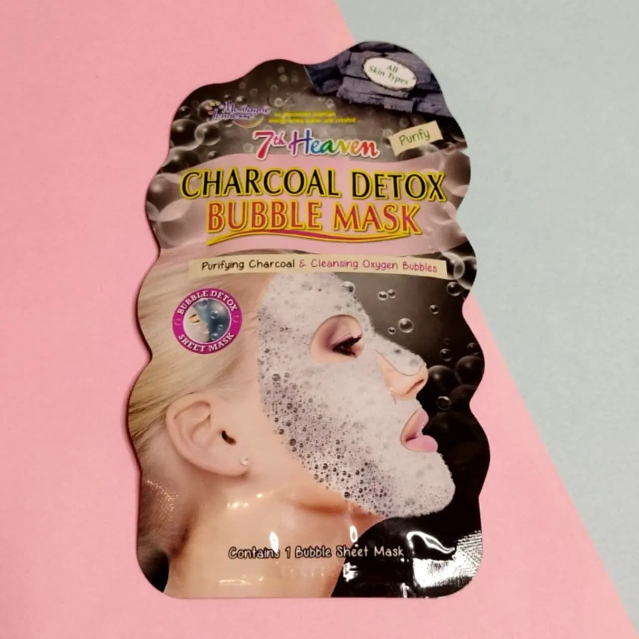 ماسک حبابی نقابی ذغال سون هیون 7th Heaven مدل چرکول دتوکس بابل ماسک charcoal detox bubble mask