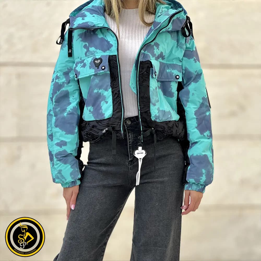 کاپشن کراپ دو رنگ ساتین — تصویر ۴