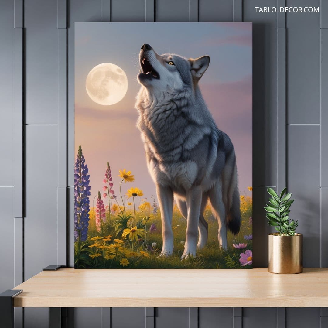 تابلو گرگ دردحال زوزه Howling wolf
