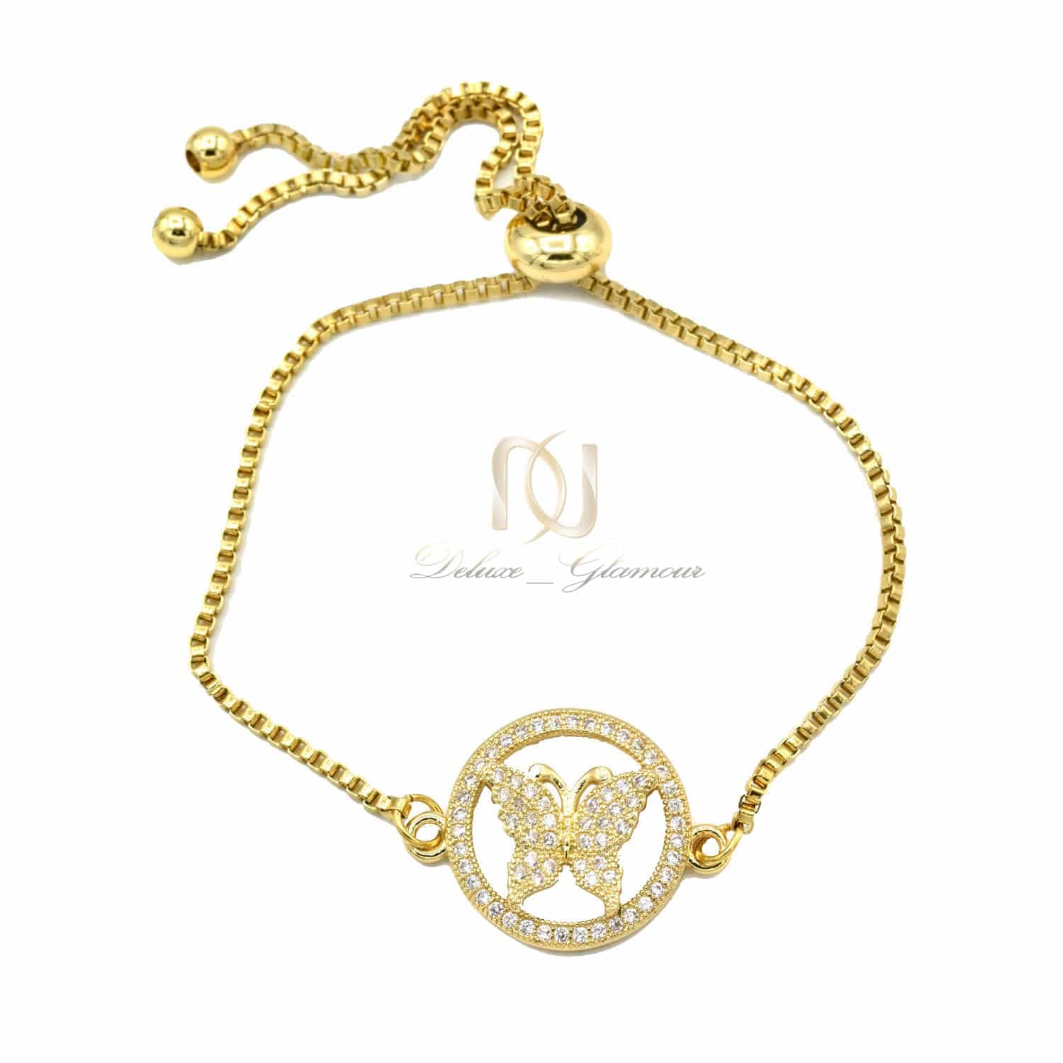 دستبند دخترانه طلایی طرح پروانه ds-n628