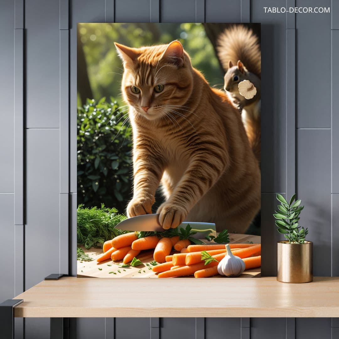تابلو گربه سر آشپز Chef’s cat