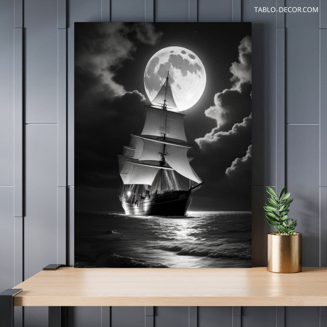 تابلو ماه و کشتی moon and ship
