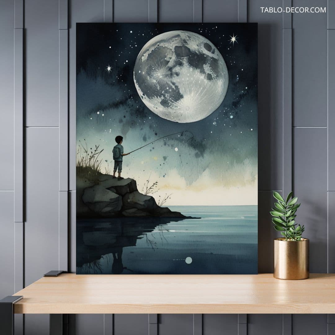 تابلو ماه در شب moon at night