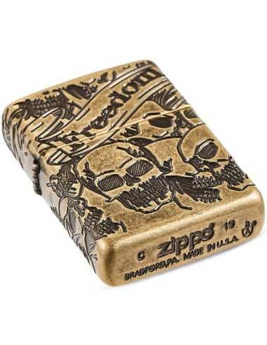 فندک زیپو آرمورکیس طلایی آنتیک Zippo 49035 (FREEDOM SKULL) — تصویر ۳