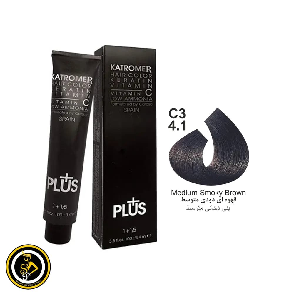 رنگ مو کاترومر رنگ قهوه‌ای دودی متوسط شماره C3-4.1 حجم 100 میلی‌لیتر