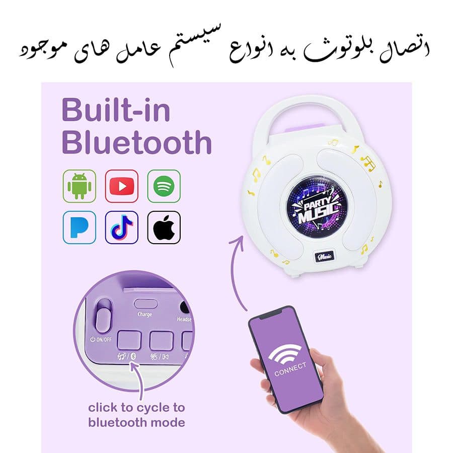 اسپیکر بلوتوثی قابل حمل مدل sound box طرح دو میکروفون کد 6004 — تصویر ۳