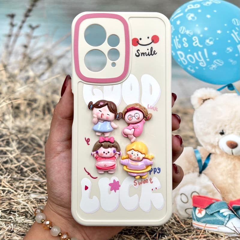 قاب گوشی Redmi Note 12 4G شیائومی Happy Pop عروسکی برجسته محافظ لنز دار Happy Girl کد 438098