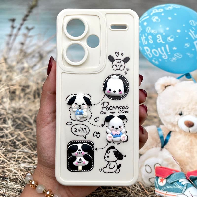 قاب گوشی Redmi Note 13 Pro Plus شیائومی Happy Pop عروسکی برجسته محافظ لنز دار Dog کد 313252