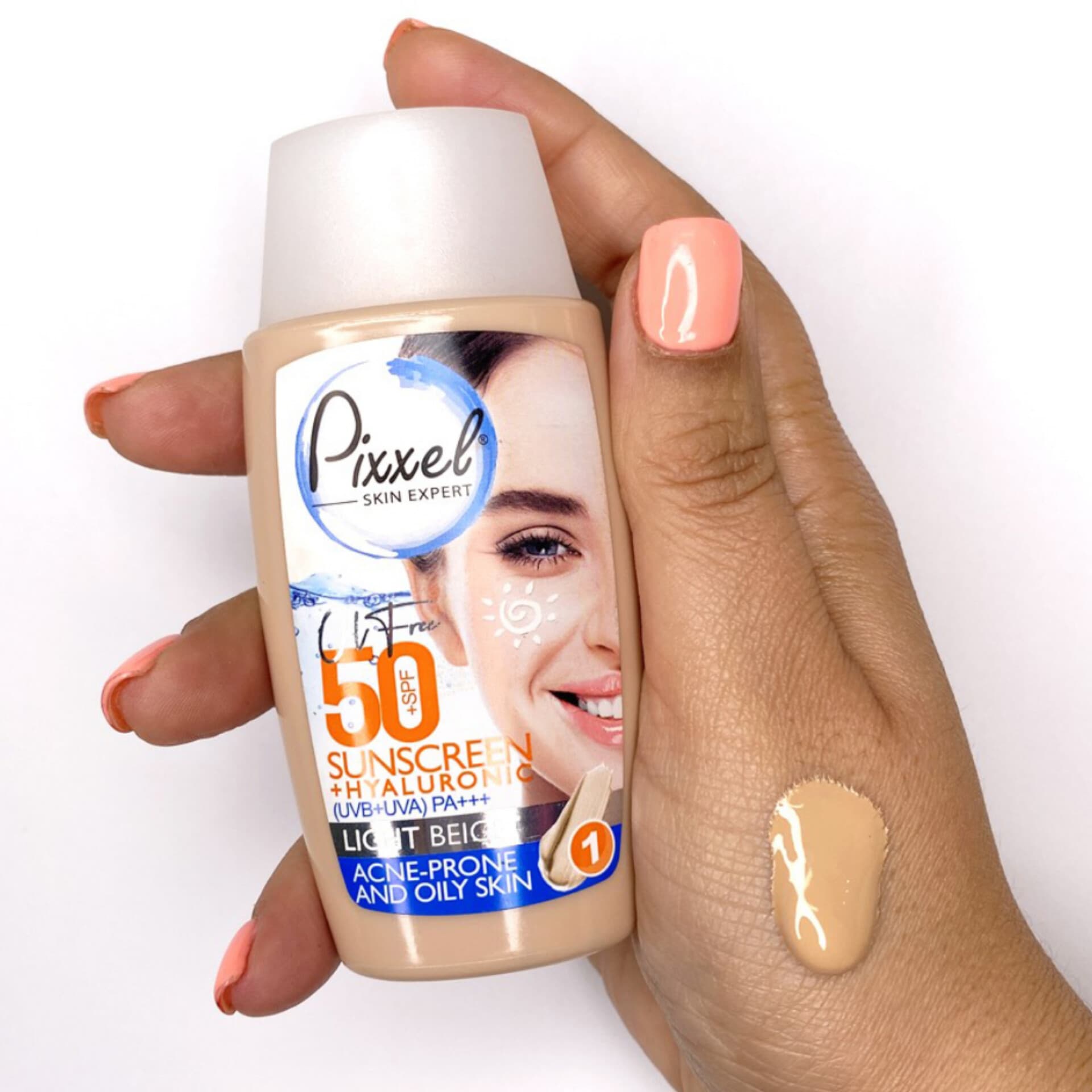 کرم ضد افتاب بژ روشن پوست چرب و مختلط پیکسل 1 SPF50 — تصویر ۲
