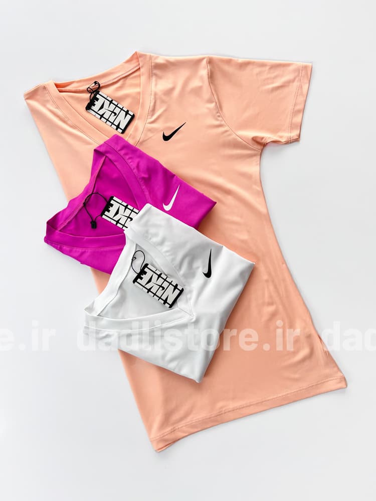 تیشرت ورزشی زنانه فلامنت یقه هفت نایکی Nike — تصویر ۳