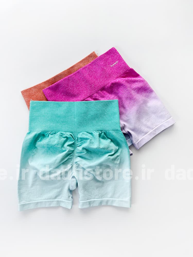 شورتک ورزشی زنانه سیملس پشت چروک برفکی آمبره