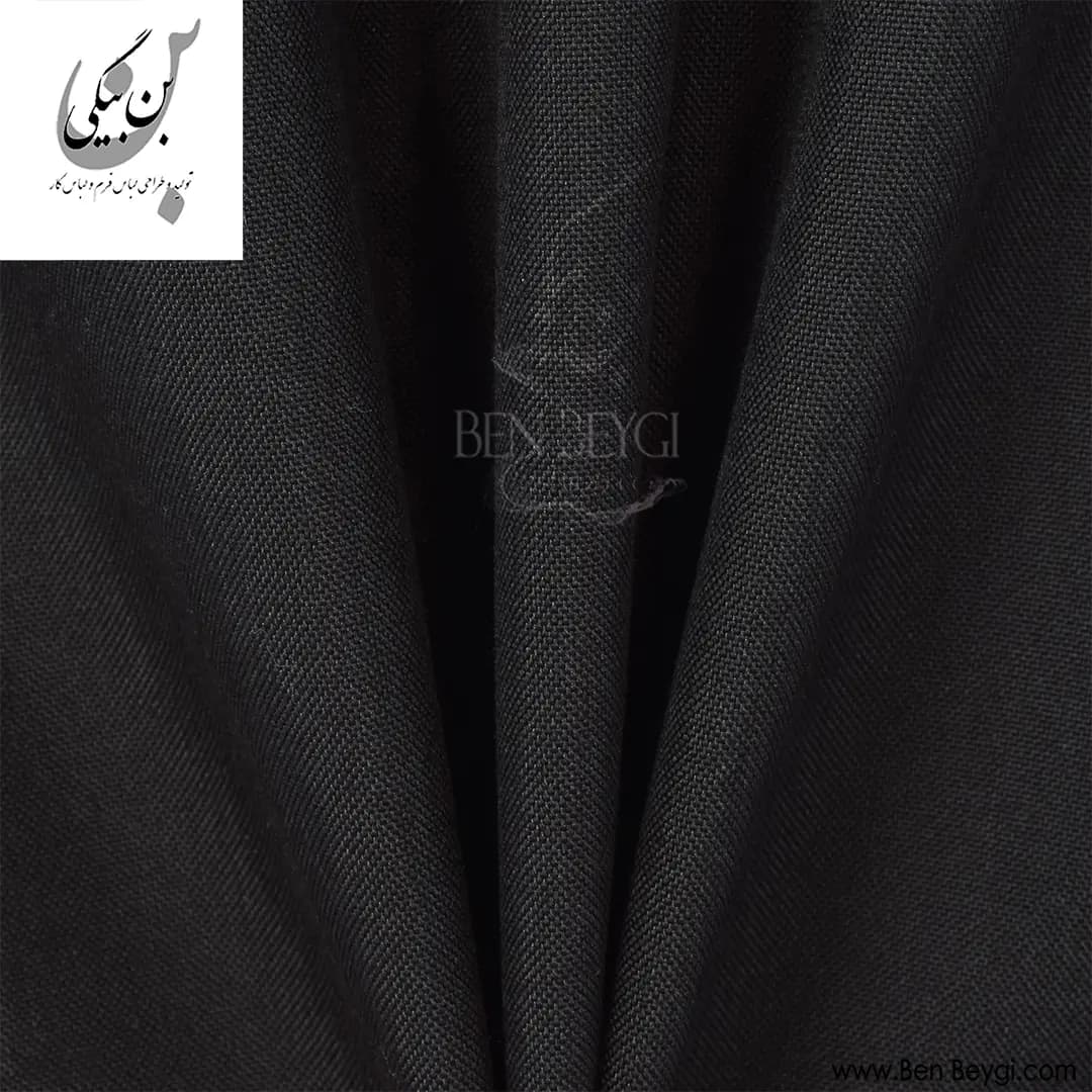 پیراهن آشپزی پارچه ترگال ده دکمه روهمگرد دار آستین بلند رنگ مشکی مغزی دوزی سفید کد 41936 — تصویر ۴
