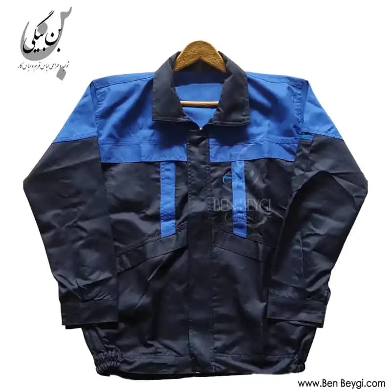 کاپشن کار مهندسی پارچه کجراه مدل جلو زیپ دار قاپک دار جاخودکاری مشکی آبی کد AB-34452 — تصویر ۳