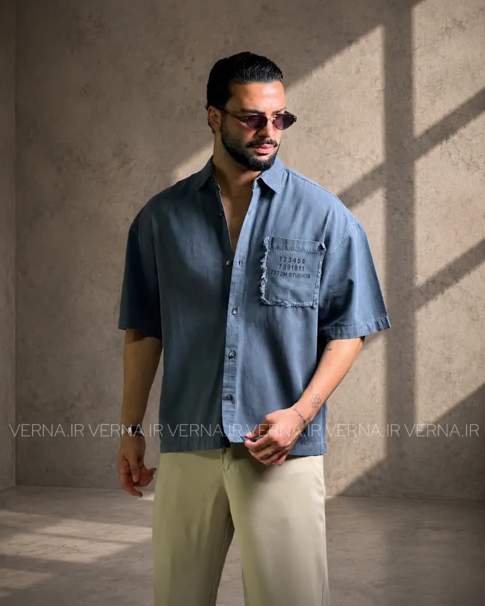 پیراهن لینن مردانه سنگشور تک جیب ZARA — تصویر ۲