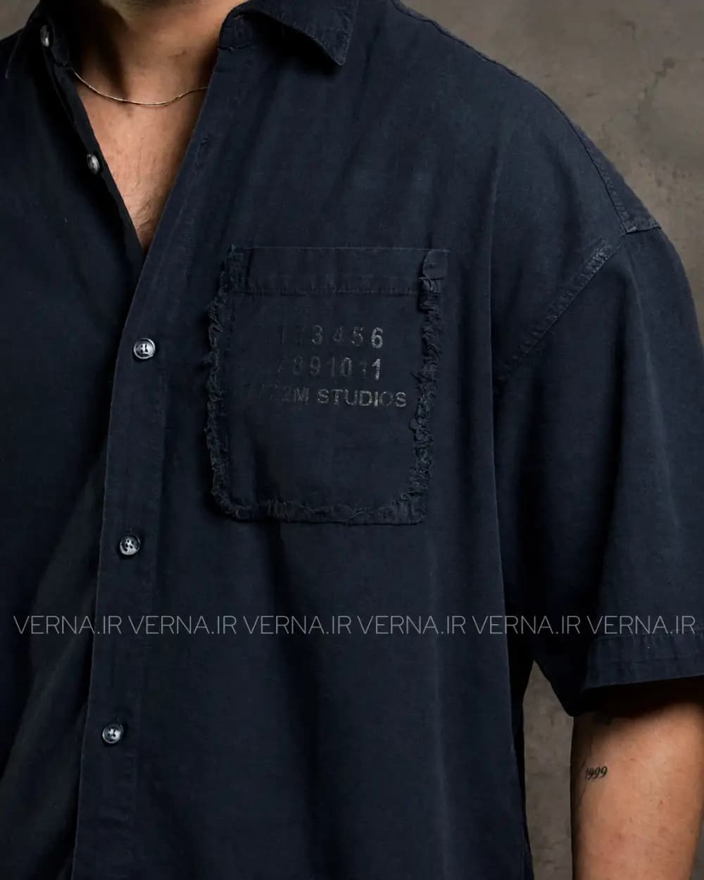 پیراهن لینن مردانه سنگشور تک جیب ZARA — تصویر ۴