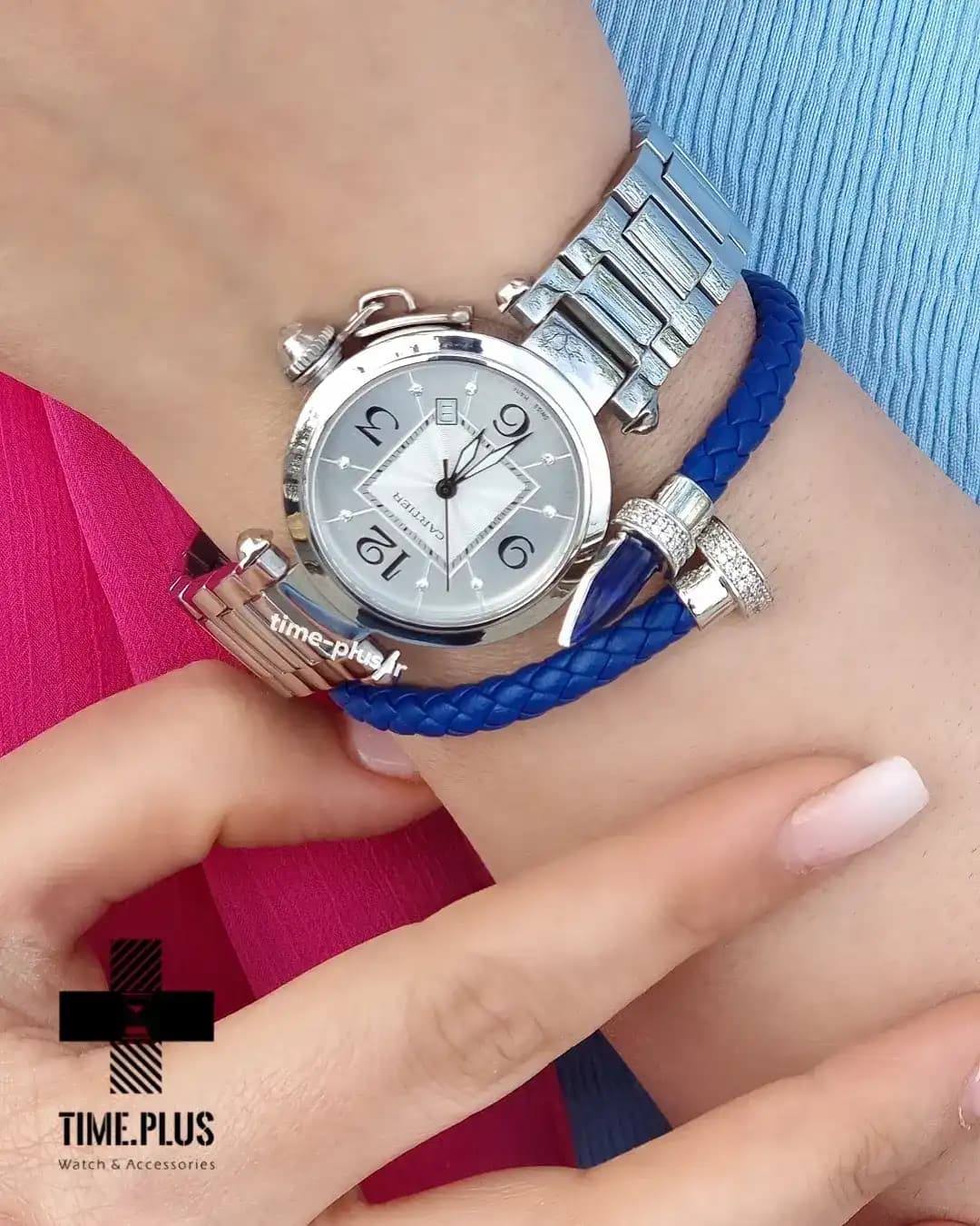 ساعت زنانه Cartier مدل پاشا نقره ای — تصویر ۴