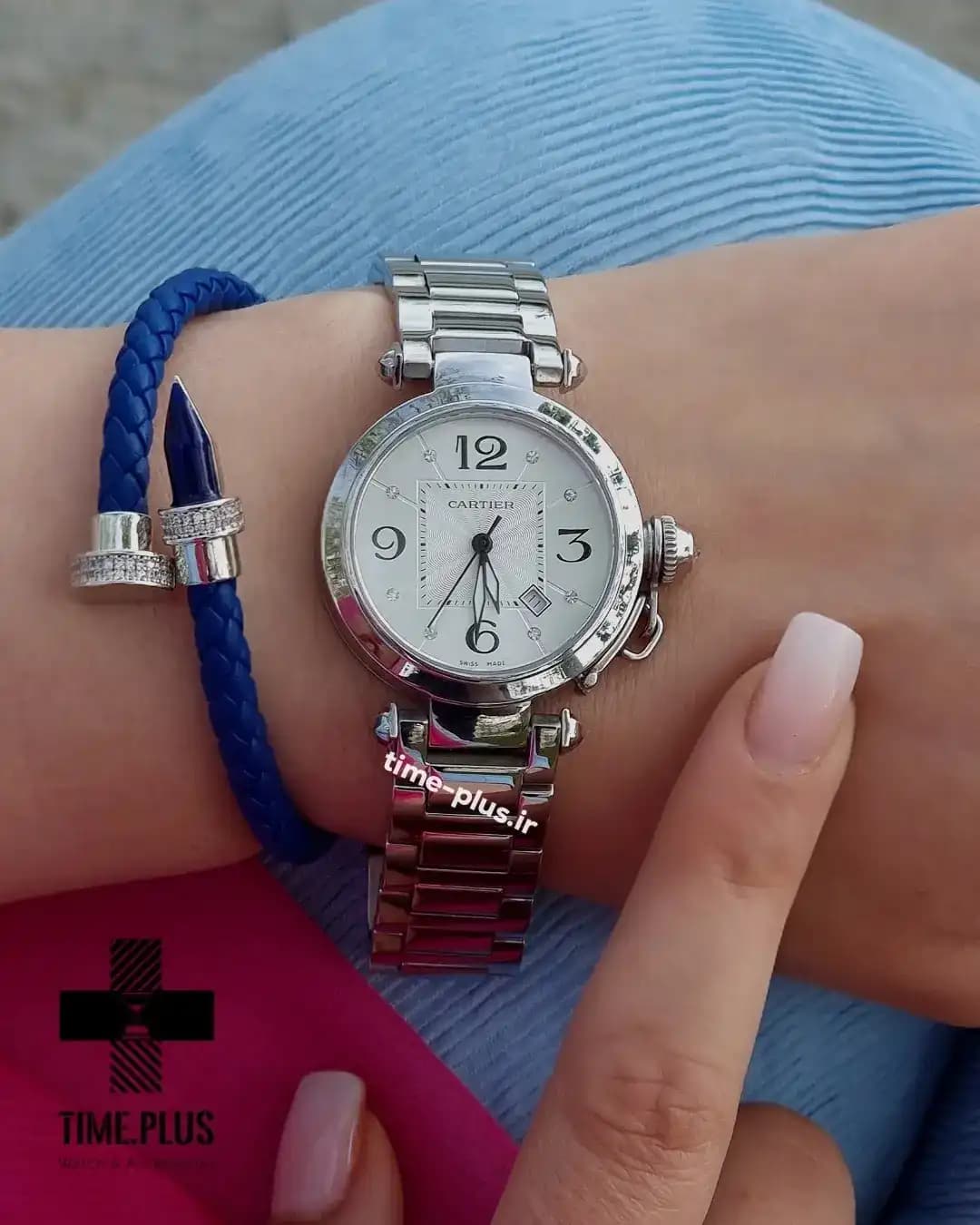 ساعت زنانه Cartier مدل پاشا نقره ای — تصویر ۲