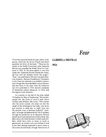 نقد شعر Fear by Gabriela Mistral