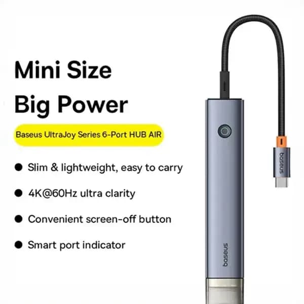 هاب تایپ سی 6 پورت بیسوس 6-Port OH-166 — تصویر ۵