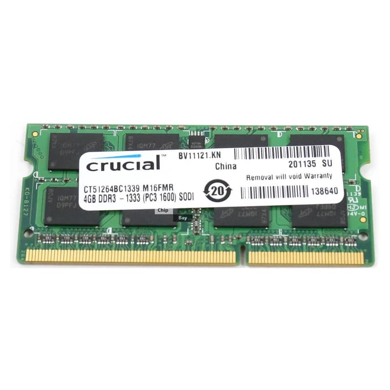 رم لپ تاپ کروشیال مدل 1333 DDR3 PC3 10600s MHz ظرفیت 4گیگابایت کد B13004