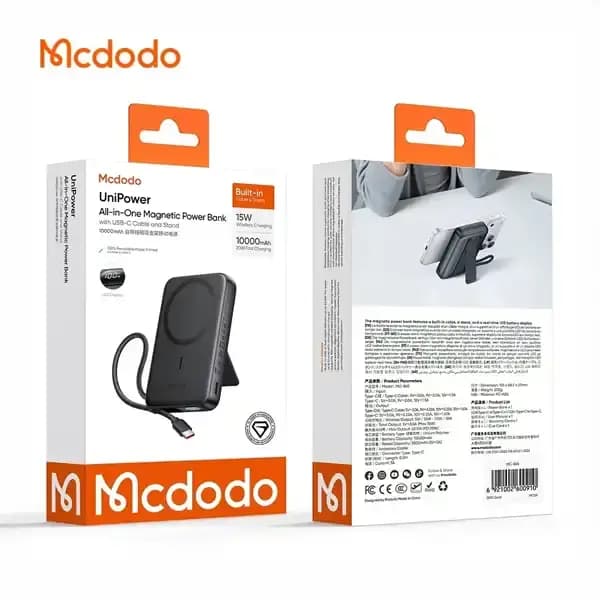 پاوربانک وایرلس 10000 با کابل متصل تایپ سی مک دودو MC-865 — تصویر ۶