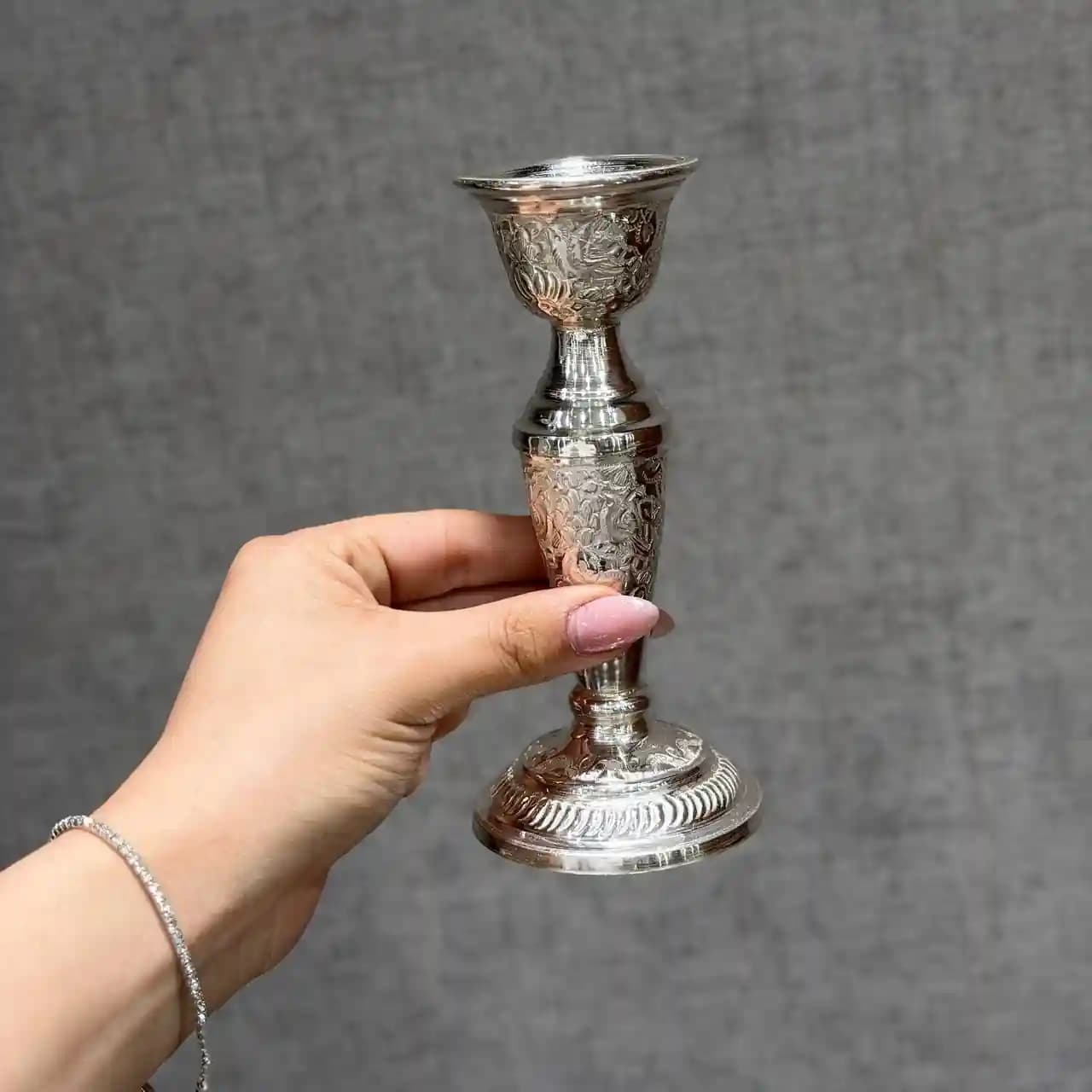 ست آینه بیضی و شمعدان تک شاخه قلم گل و مرغ — تصویر ۶