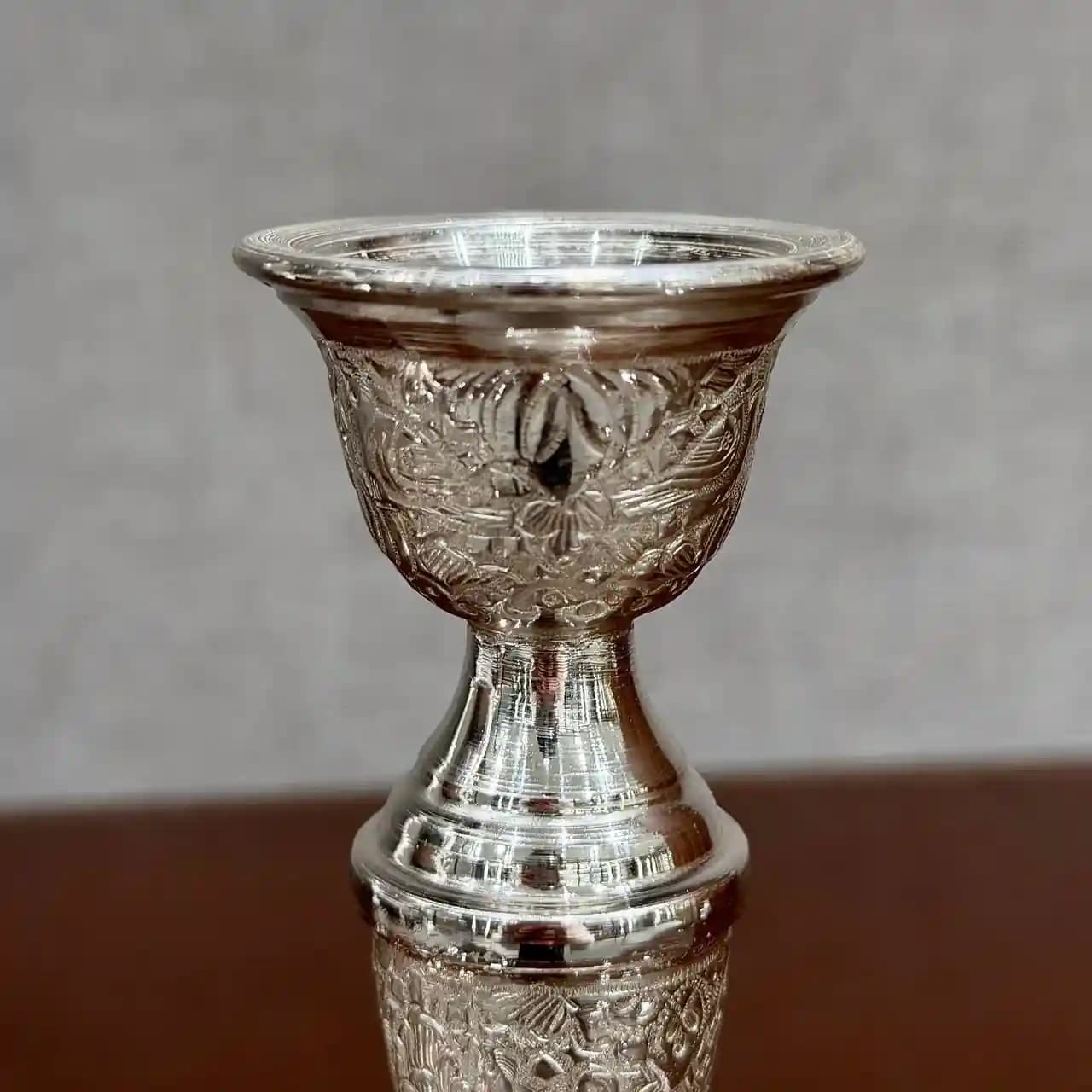 ست آینه بیضی و شمعدان تک شاخه قلم گل و مرغ — تصویر ۸
