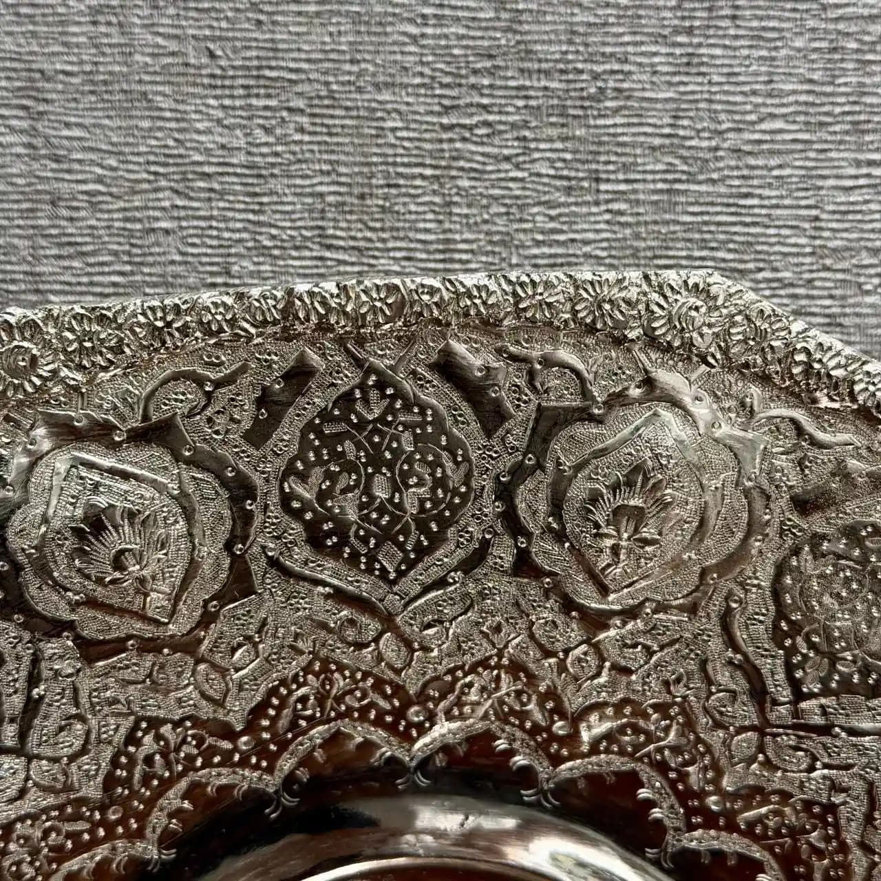 ست هفت پارچه بشقاب نقره قلم ترنج — تصویر ۸