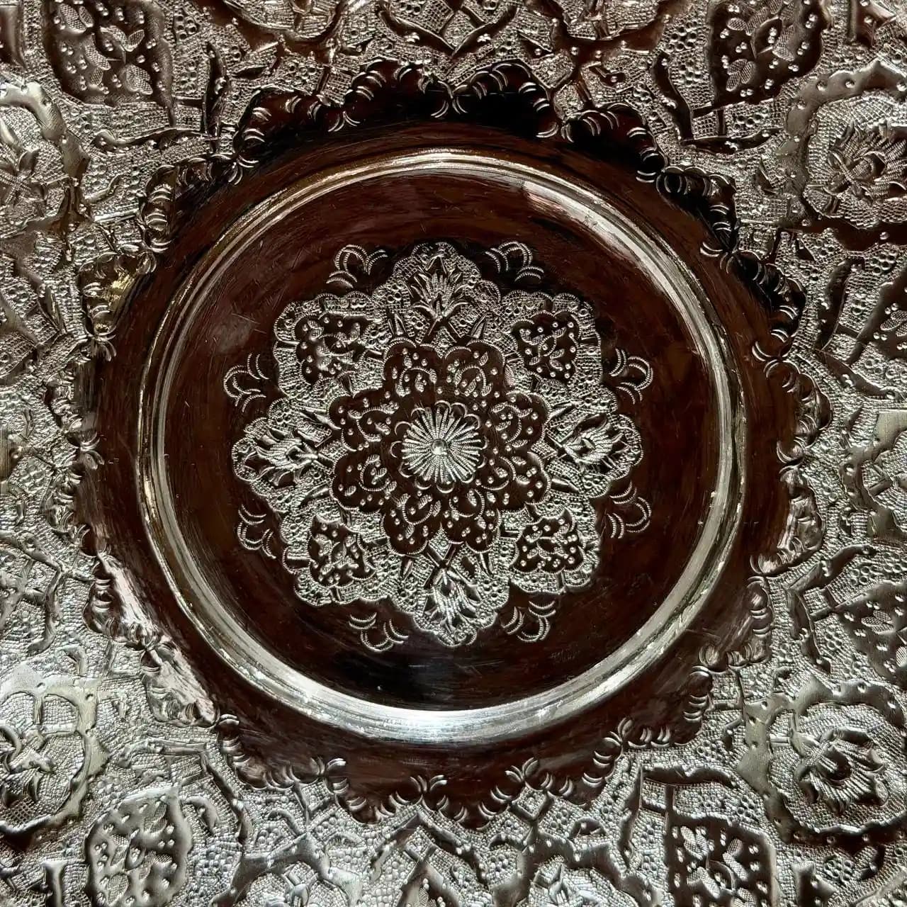 ست هفت پارچه بشقاب نقره قلم ترنج — تصویر ۶
