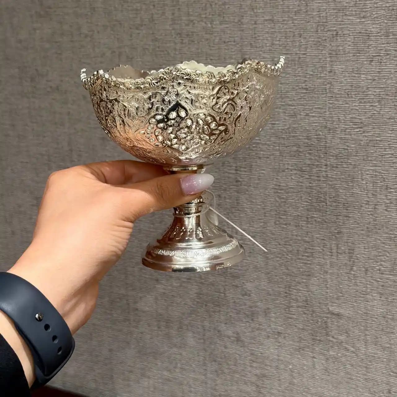 ست هفت پارچه نقره قلم گل و مرغ — تصویر ۳